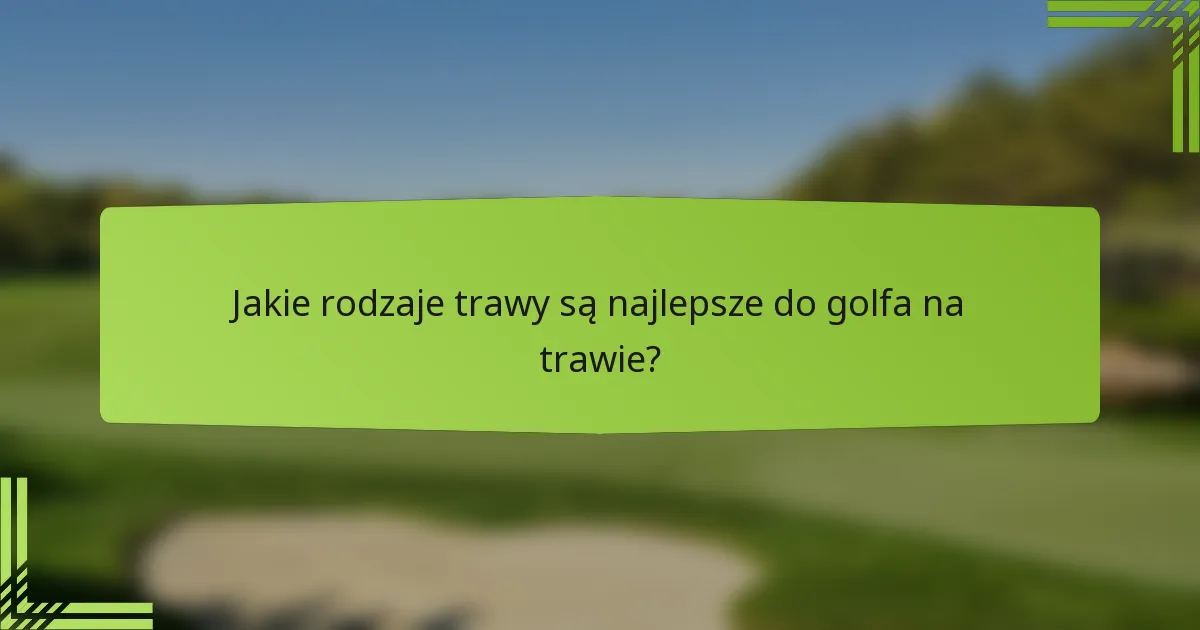 Jakie rodzaje trawy są najlepsze do golfa na trawie?